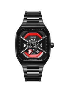 Men's Sapphire Glass Mechanical <strong>Black</strong> Samurai Skeleton Dial square Men <strong>Watch</strong> - Product Image 2