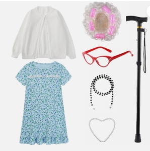 Disponibile <span class=keywords><strong>Costume</strong></span> da Nonna per Bambine, Set <span class=keywords><strong>Costume</strong></span> per 100 Giorni di Scuola, Travestimento da Nonna - Product Image 1