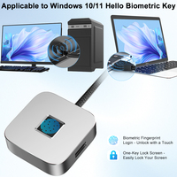 Lecteur d'empreintes digitales portable pour ordinateur portable à écran tactile et câble de 1,5 m/4,7 pi, connexion en 0,05 s pour Windows 10/11/12