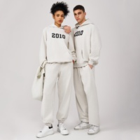 Ensemble de survêtement en molleton de coton unisexe avec logo personnalisé, pantalon de survêtement et sweat-shirt à capuche, ensemble deux pièces, vêtements pour femmes