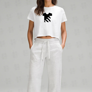 Fabricante 100% algodón serigrafiado Crop Top personalizable suelto Casual manga corta básica Boxy recortada camiseta Mujer - Product Image 4