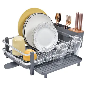 1pc Kitchen Drying Rack, Multifunctional Dish Drainer, Utensils Organizer,  Knife Block And Double-layer Cutlery Holder