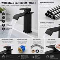 Robinet de lavabo monotrou en acier inoxydable chromé avec capteur sans contact, cartouche céramique, à poser sur le comptoir, design moderne pour la maison