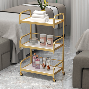 Modern Beauty Salon Furniture White Gold Metal Frame <b>Tool</b> Car Luxury High Quality 4 Wheels Salon <b>Trolley</b> - Product Image 3