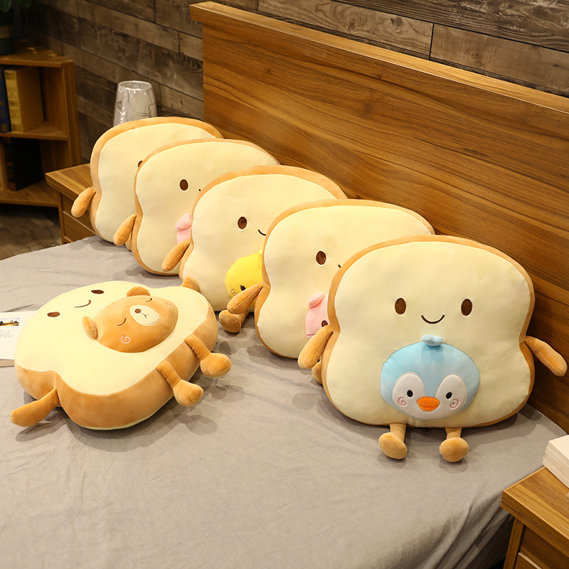 Peluche Toast Pain Mignon - Oreiller Jouet Tranche De Pain 25 Cm, Design Cartoon Doux