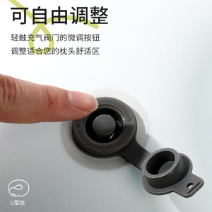 Almohada inflable para el cuello en forma de U, 28x24x10cm, almohada de viaje portátil para coche, avión, uso en oficina, Material de poliéster de Color sólido - Product Image 3