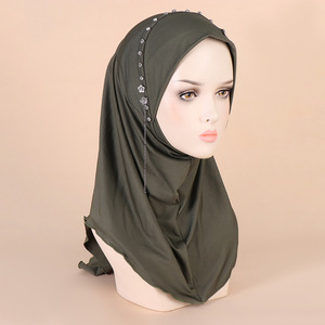 Phổ biến hồi giáo Áo Thun hat handmade chuỗi điều khoản trang sức của phụ nữ đàn hồi headscarf - Product Image 6
