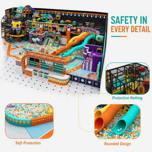 Attrezzature per Parco Giochi Morbido al Coperto per Bambini con Piscina di Palline a Tema Carnevalesco, Scivolo a Tre Tubi, Giostra, Zona Giochi e Struttura per Arrampicata - Product Image 5