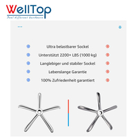 WELLTOP Vente en gros Accessoires de meubles Quincaillerie de remplacement Pivotant en métal Pied de base de chaise de bureau Pied de base de chaise