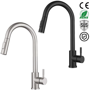 Robinet de cuisine thermostatique moderne en acier inoxydable et céramique avec douchette extractible, rotation à 360°, <span class=keywords><strong>mitigeur</strong></span> eau chaude/froide pour usage hôtelier - Product Image 1