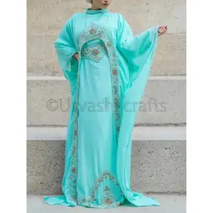 Dubai Perlen Phantasie Kaftan Arabian Plus Size Abaya Party Kleid Robe Jalabiya Kaftan