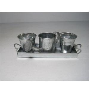 ชุดกระถางต้นไม้โลหะพร้อมถาดสำหรับปลูกต้นไม้อวบน้ำสไตล์วินเทจชุบสังกะสีตกแต่งสวนกลางแจ้งในร่ม - Product Image 3