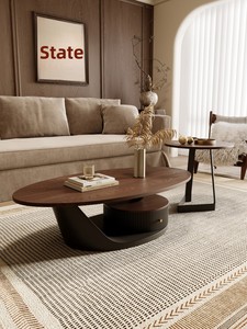 Tavolino da Caffè in Legno Massello Stile Mid-Century Modern, Design Wabi-Sabi, Retrò Francese <span class=keywords><strong>per</strong></span> Soggiorno, Piccoli Appartamenti, <span class=keywords><strong>Arredamento</strong></span> Bauhaus - Product Image 1