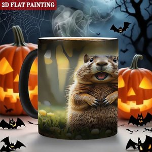 Mug de pique-nique pour l'extérieur, noir givré, 11 oz, en céramique, tasse magique sensible à la chaleur - Product Image 6