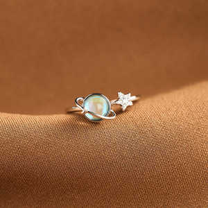 Nuevo diseño para mujer, <span class=keywords><strong>anillo</strong></span> <span class=keywords><strong>giratorio</strong></span> de luna y estrella de cristal azul, cobre antiestrés, alivia la ansiedad, compromisos de boda, anillos de piedras preciosas - Product Image 6