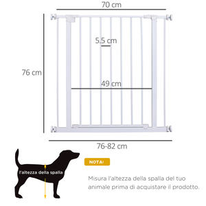 PawHut Barrière de sécurité extensible pour animaux de compagnie Installation facile avec supports de pression Acier robuste avec finition enduite de poudre Blanc 76x7 - Product Image 3