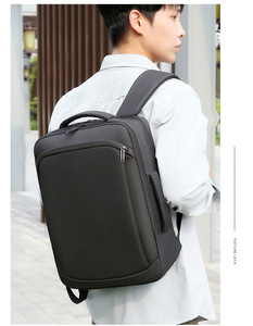 Custom Hot Design Large Capacity Compartment <b>Laptop</b> <b>Backpack</b> Zipper Linen Waterproof USB Charging Port Business Travel <b>Backpack</b> - Product Image 3