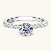 Bague de fiançailles en argent sterling 925 avec moissanite ronde taille brillant solitaire 0,8 ct D VVS pour femme