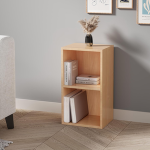 Étagère à livres en bois à 2 niveaux, bibliothèque autoportante haute pour salon, chambre, bureau, avec <span class=keywords><strong>rangement</strong></span> pour CD et vitrine - Product Image 3