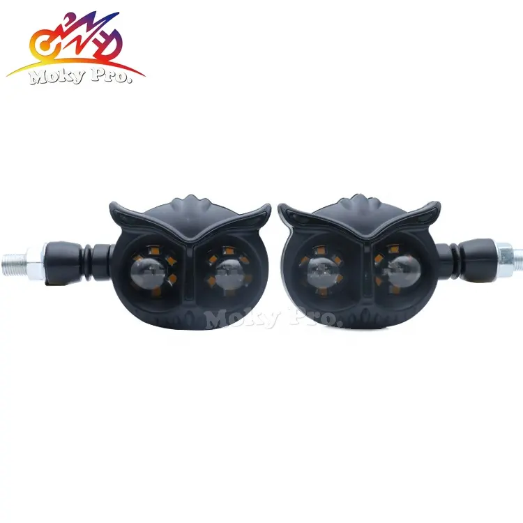 Burung hantu lampu sepeda motor gaya baru mini sinyal belok lampu sepeda motor warna ganda berjalan 12V Universal LED Amber sepeda motor