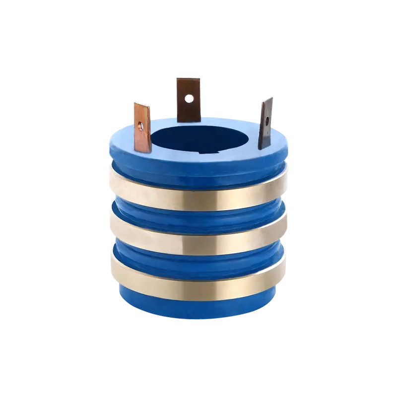 SRS 55*100*90 Slip Ring Rotary Joint Electrical Connector 3-Ring Electric Slip Ring With Herringbone Copper Brush Holder