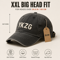 Casquette de baseball XXL surdimensionnée avec logo personnalisé, 68 cm, beige, pour grandes têtes, couronne profonde, en coton lavé, style vintage, fabrication OEM