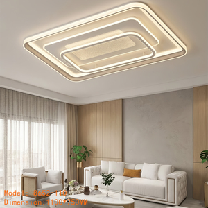 โคมไฟเพดานห้องนั่งเล่นทรงสี่เหลี่ยมขนาดใหญ่แบบสามชั้นทันสมัย พร้อมดีไซน์ลายน้ำแข็งตรงกลาง สำหรับตกแต่งภายในวิลล่าหรู - Product Image 1