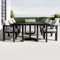 Ensemble de salle à manger extérieur élégant en aluminium, 4, 6 ou 8 places, mobilier de jardin moderne pour villa de luxe et hôtel de charme