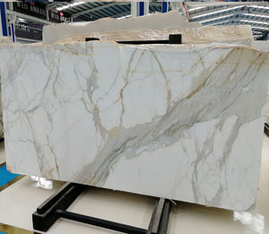 Dalles de marbre Calacatta Gold de qualité supérieure, veinées de gris, assorties, pierre naturelle italienne - Product Image 4