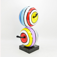 Sculpture en résine peinte à la main, ballon graffiti coloré de dessin animé, ornement de bureau à domicile, décoration moderne, vente en gros