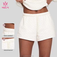 Shorts de détente amples à pois en molleton 100 % coton respirant, personnalisables avec logo ODM HUCAI pour femme