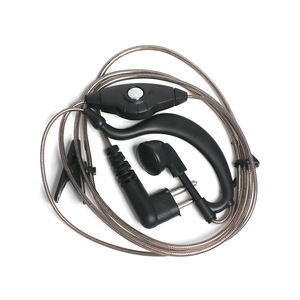 Auriculares walkie talkie con cable de aluminio negro transparente, gancho grande para la oreja, diseño intrauditivo, universales para teléfonos y dispositivos electrónicos. - Product Image 1