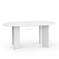 Table à manger ovale en bois MDF, design luxueux, plateau blanc brillant, meubles de salle à manger en bois