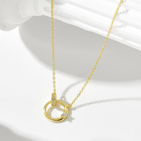 Collier double anneau croix en argent sterling S925 UTOP - Chaîne de clavicule INS micro-incrustée de zircon pour femme