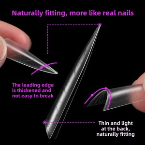 160 Uñas Postizas Largas Cuadradas Tipo Ataúd con Curva C Baja, Uñas Artificiales de ABS sin Costuras para Extensión Francesa, Venta al por Mayor - Product Image 4