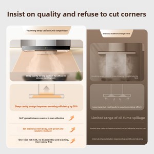 <span class=keywords><strong>Hotte</strong></span> aspirante à aspiration supérieure UT305 30m³/min pour cuisinière à gaz, cuisine domestique, forte puissance d'aspiration, technologie Inverter, acier inoxydable 304 - Product Image 3