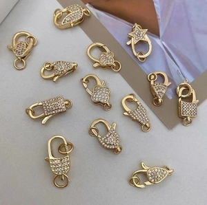 Bán Buôn Đồ trang sức thành phần phát hiện 18K mạ vàng Micro Pave Cubic Zirconia paved lớn trái tim hình bầu dục tôm hùm móc cài - Product Image 6