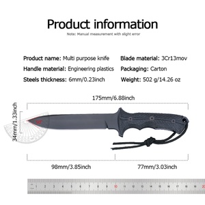 Cuchillo Táctico Profesional de Hoja Fija para Caza al Aire Libre, Acero Inoxidable, Mango de Plástico, Personalizable OEM, Bushcraft - Product Image 3