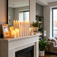 Bougies LED à piles, effet flamme vacillante, sans flamme, pour décoration de fenêtre, commande tactile, faites à la main pour Noël et le Nouvel An
