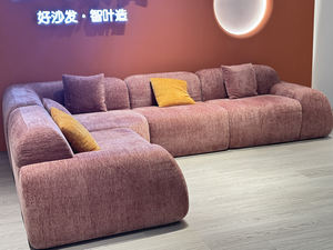 <span class=keywords><strong>Canapé</strong></span> en forme de L en mélange de lin terre cuite, sans ossature, emballé sous vide, résistant aux taches, rembourrage en mousse haute densité, acier inoxydable, pour école - Product Image 3