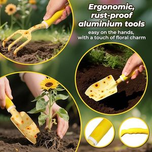 Sunflower Gardening Gifts for Women <b>Garden</b> <b>Tool</b> <b>Set</b> with Heavy-Duty Hand <b>Tools</b> & Storage Bag Bright Yellow - Product Image 3
