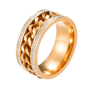 Chất lượng cao xoay chuỗi hàng tăng gấp đôi kim cương Dát Thép không gỉ nhẫn cho các cặp vợ chồng - Product Image 2