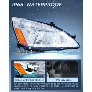 Conjunto de Faros Delanteros con Carcasa Cromada Nilight para Honda Accord 2003-2007, Repuesto con Reflector Ámbar, Iluminación Exterior para Automóvil - Product Image 2