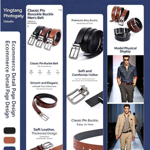 Ceinture pour homme avec <span class=keywords><strong>boucle</strong></span> réversible en alliage de zinc, <span class=keywords><strong>boucle</strong></span> de ceinture en métal et cuir, <span class=keywords><strong>boucle</strong></span> de ceinture réversible pour homme - Product Image 3