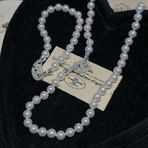 Collier en argent pur S925 de style antique avec zircon, nez de cochon, simple, léger, vintage, chaîne de clavicule, design de niche, bijoux en perles - Product Image 5