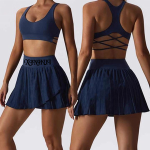Guangdong femmes Yoga sport taille haute jupes légères séchage rapide plissé entraînement jupes de tennis avec court intérieur confortable - Product Image 4