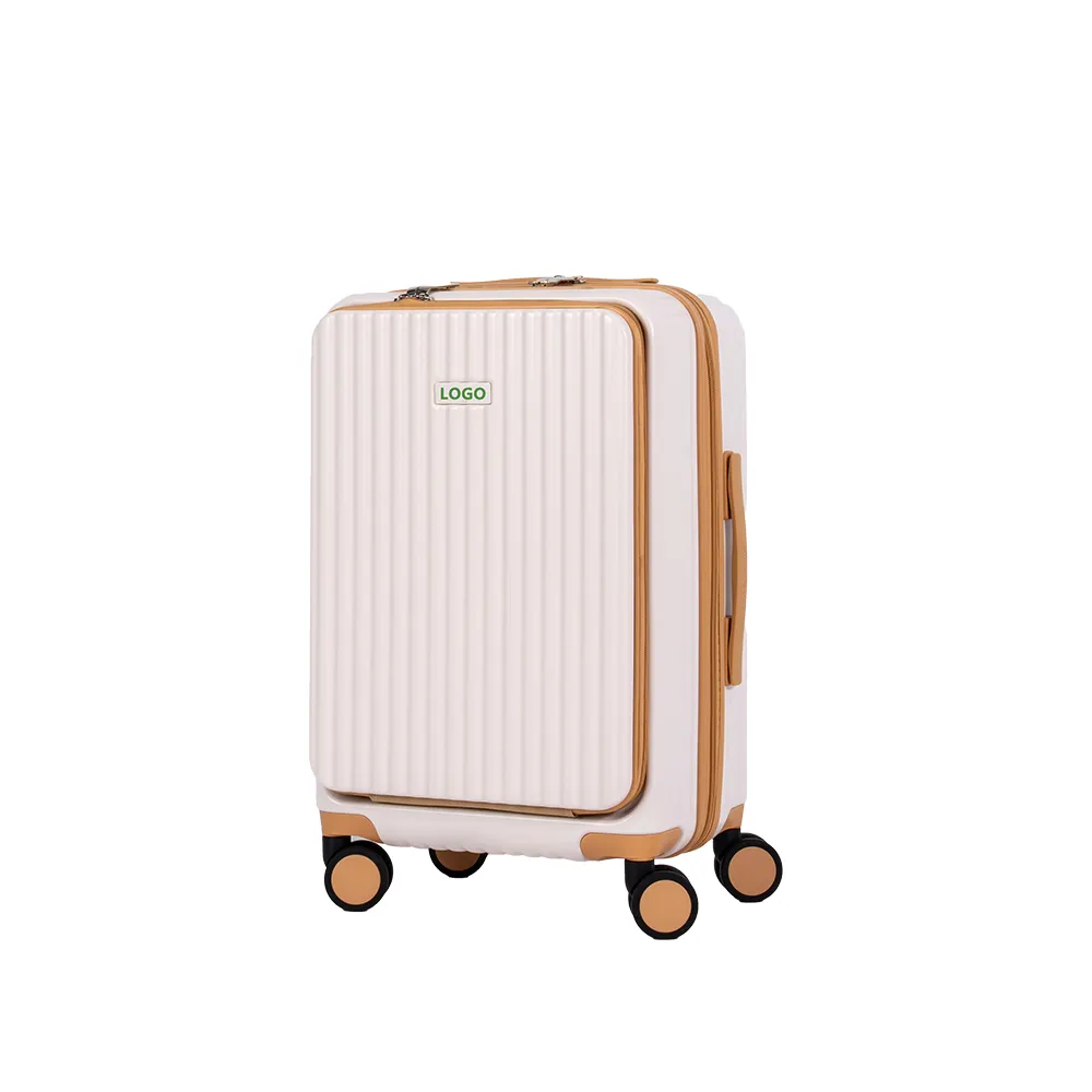 Multifunctional Front Open Luggage Lightweight Hard Side Suitcase Travel Luggage With USB Charger And Cup Holder