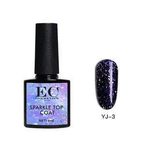 Private Label Holografische Glitter Top Jas Esmalte Uv Nail Folie Gel Vernis Verf Set Sparkle Eenhoorn Gel Nagellak Starter kit