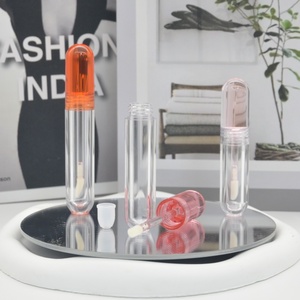 Tubos Vacíos de Brillo Labial de Lujo de 6 ml en Oro Rosa, Forma Cilíndrica Única, Envase Transparente para Cosméticos con Aplicador - Product Image 3