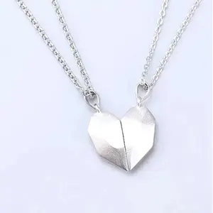Magnetic Couple Heart Shape Necklace Gothic Punk Jewelry Wedding Necklace Lovers Couples Valentine's Day Gifts For Women Men